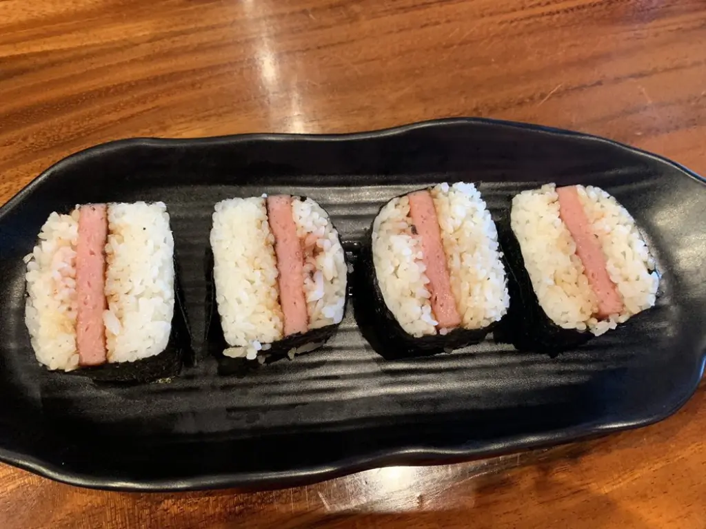 Spam Musubi at Tengu Ramen, a Japanese restaurant in Delano