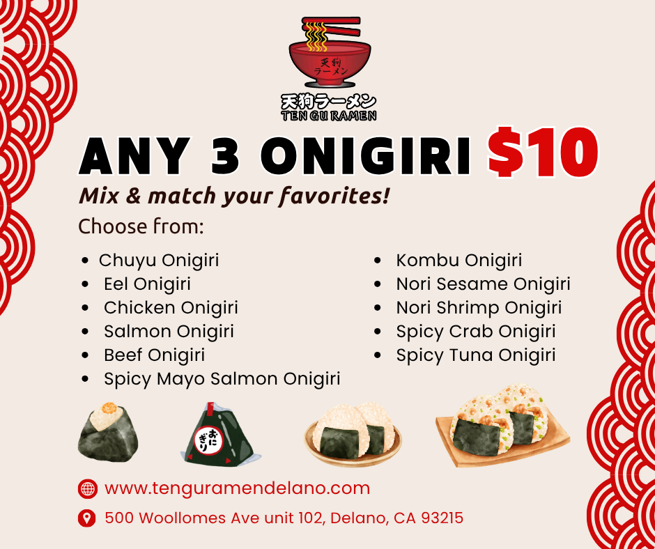 Any 3 Onigiri for $10